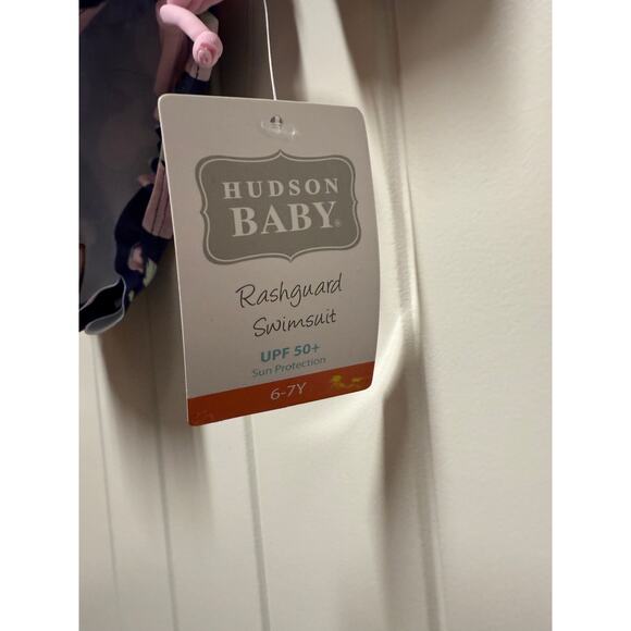 NWT Hudson Baby Girls Swimsuit long sleeve rash guard Navy floral Size 6-7Year - Picture 6 of 7